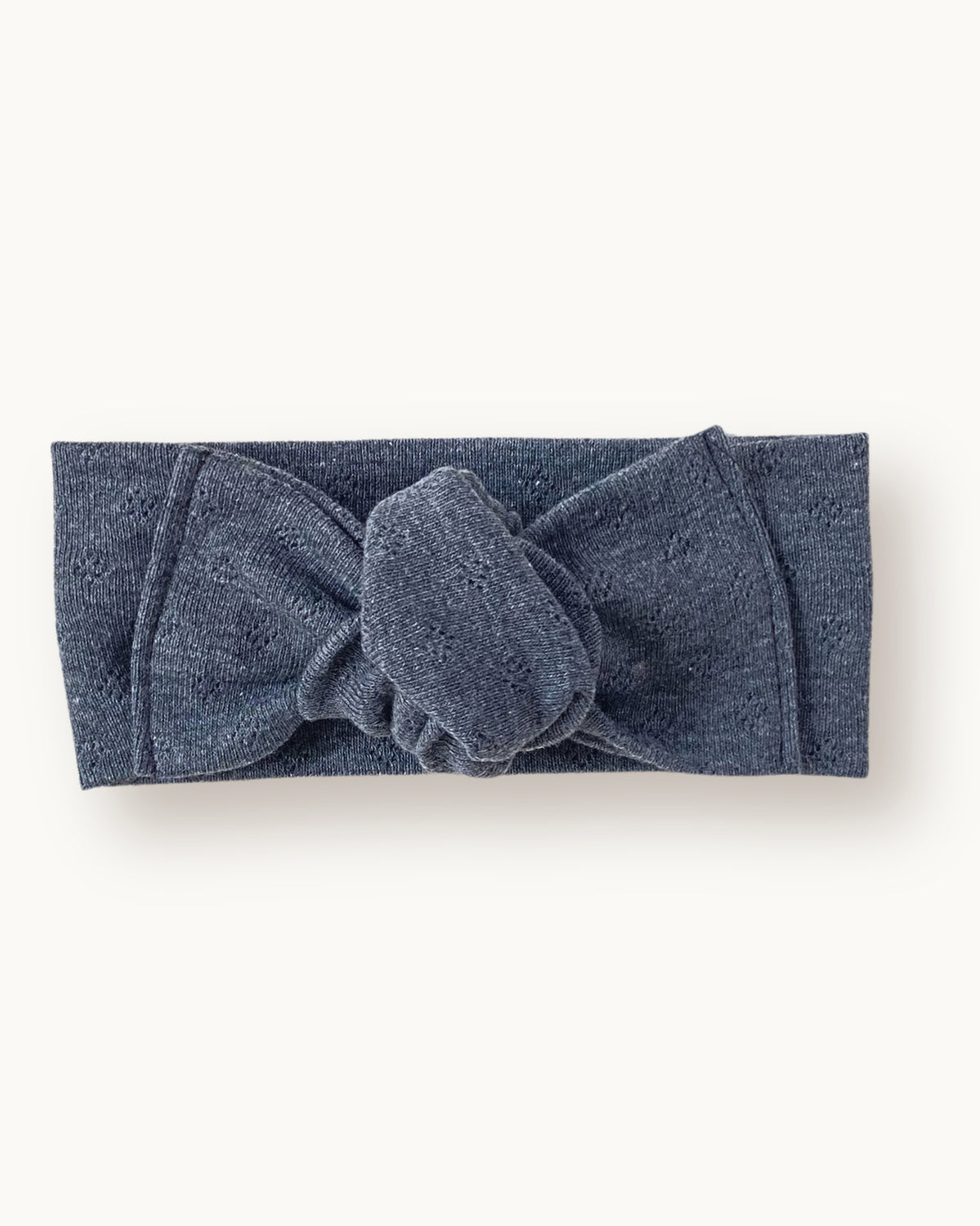 Fascia per capelli neonata con nodo in jersey di cotone pointelle colore grigio